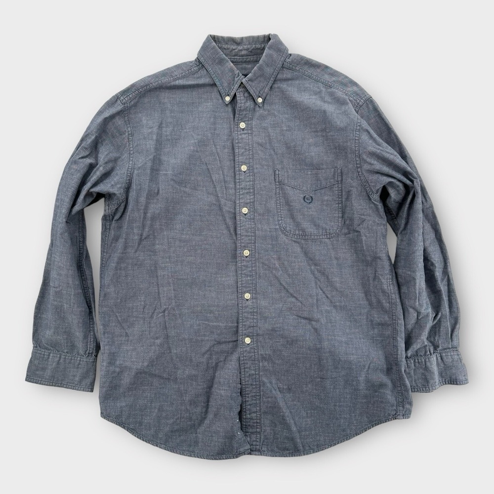Chaps Ralph Lauren Shirt Mens‎ Large Button Down Blue Chambray Long Sleeve Y2K